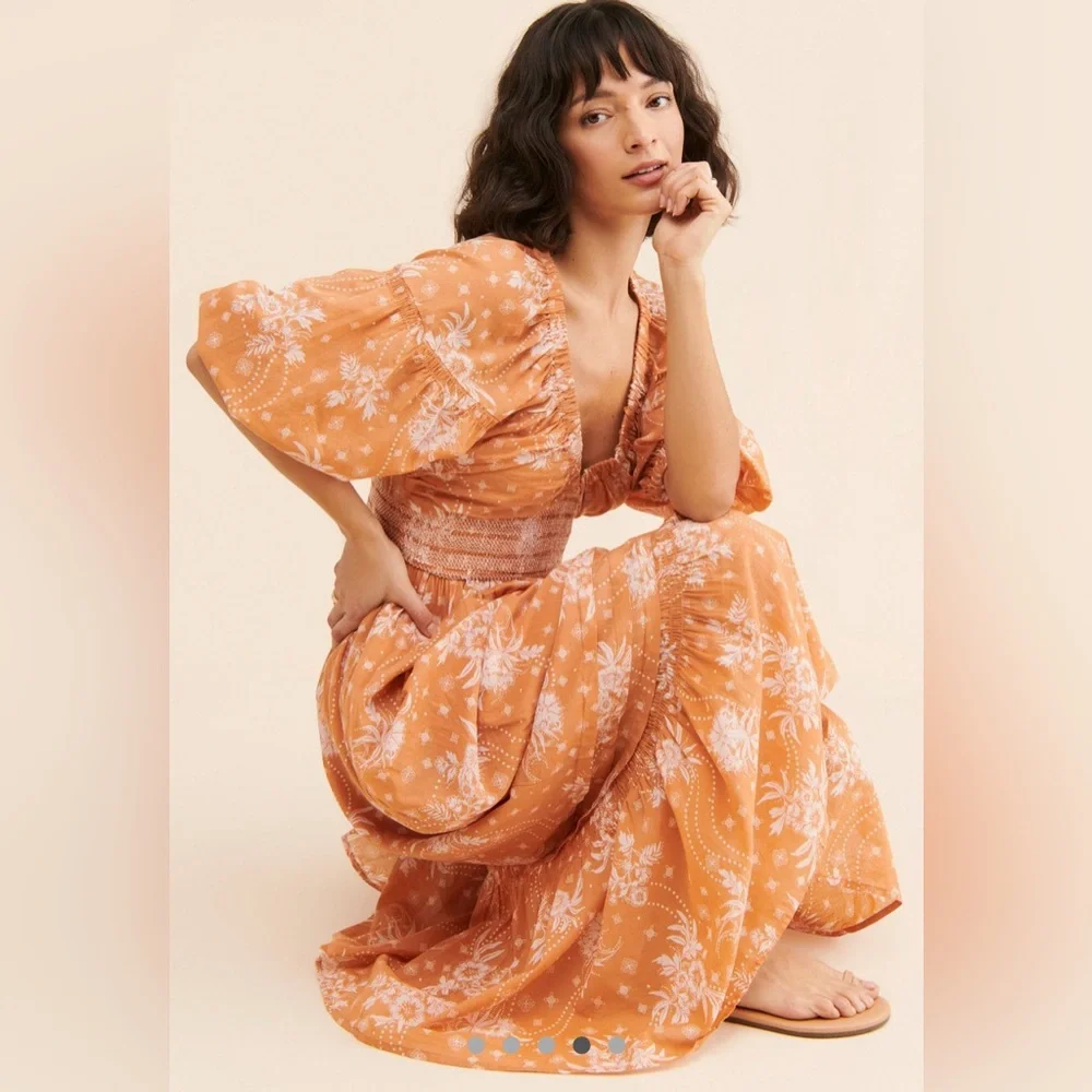 Free People Golden Hour Maxi Dress in Neutral size xl - Picture 4 of 8